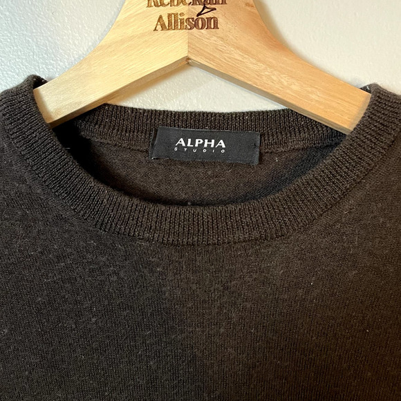 Alpha Studio 100% Wool Brown Knit Sweater Men's Size Medium - Picture 4 of 10